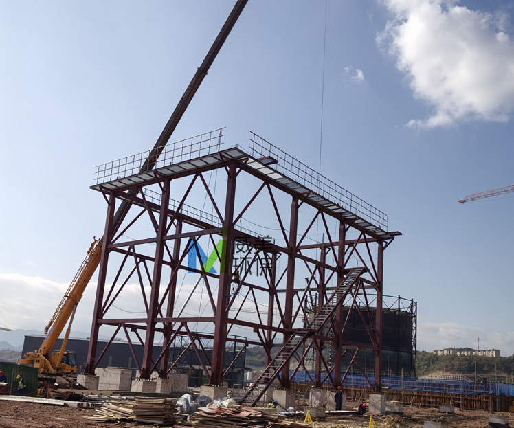 20W+50W氣量黃磷尾氣治理濕電除塵器現場安裝實況