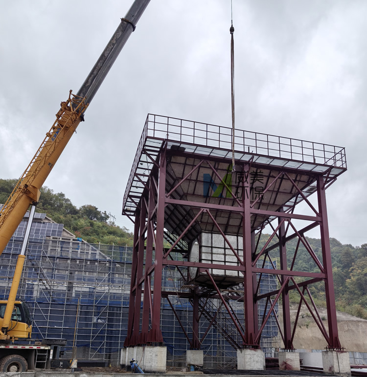 20W+50W氣量黃磷尾氣治理濕電除塵器現場安裝實況二